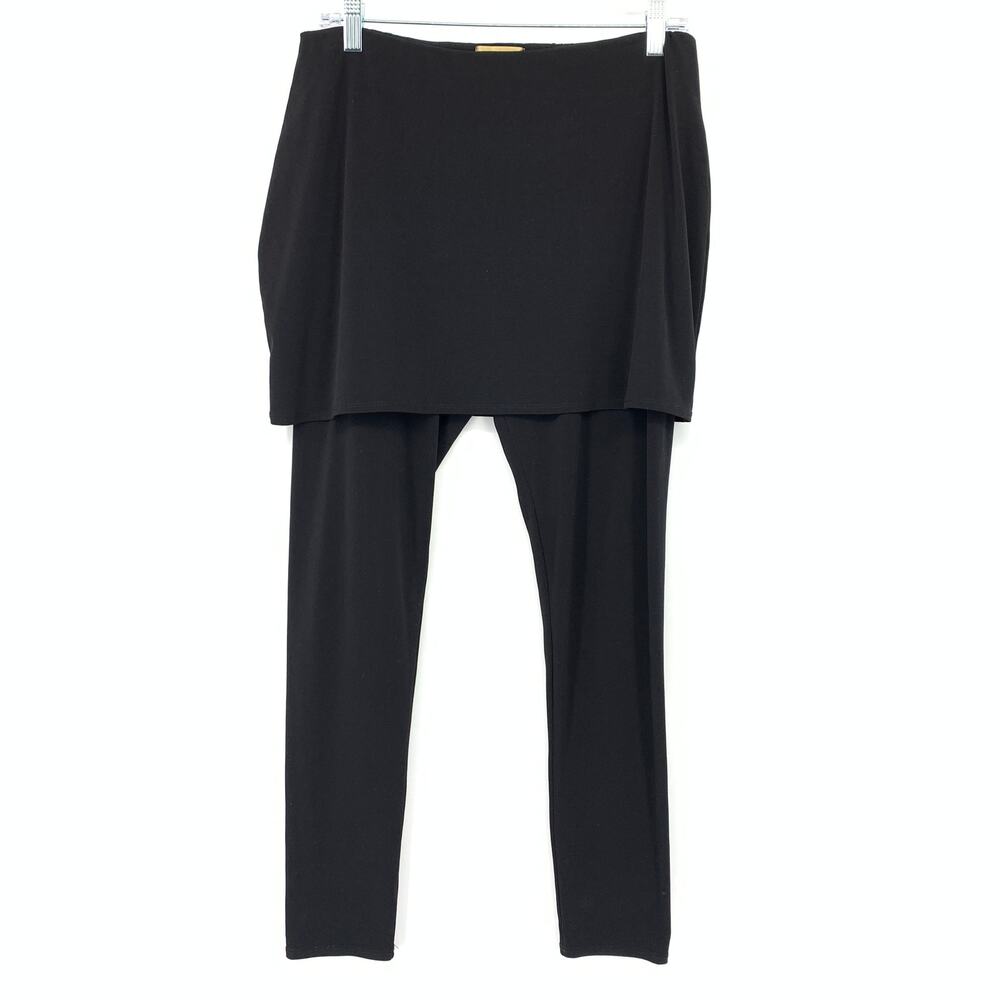 Miss Tina Skirted Leggings Womens Size Medium Black Pull On
